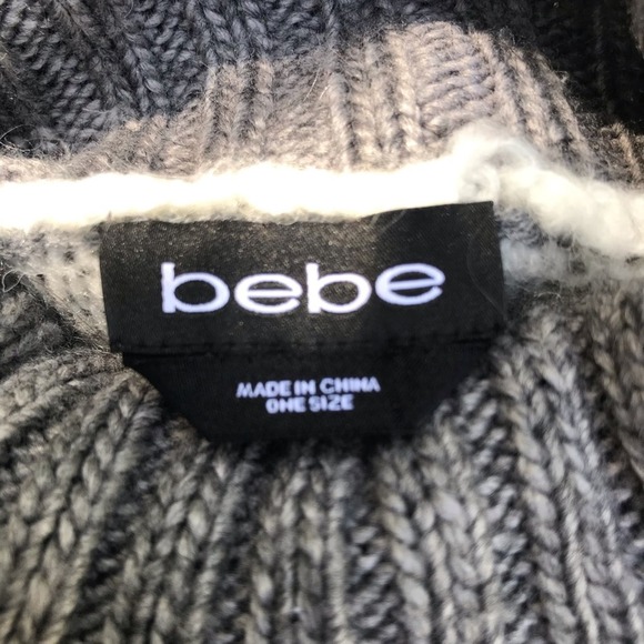 BEBE gray stripe abstract pullover poncho - Picture 4 of 5